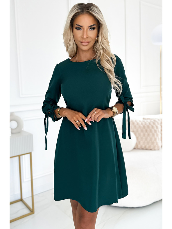 numoco Рокля с трапец и панделки - зелена Numoco ALICE