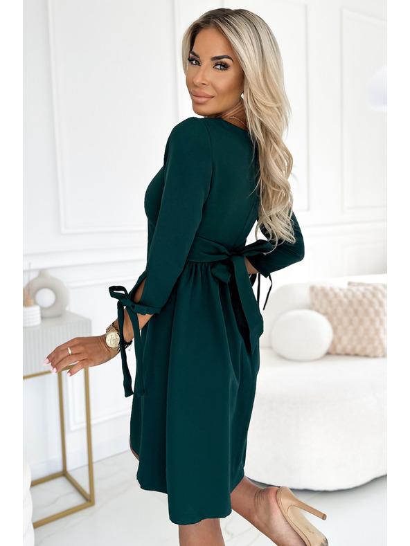 numoco Рокля с трапец и панделки - зелена Numoco ALICE