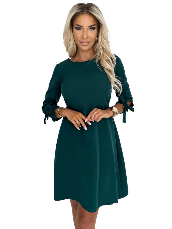 numoco Рокля с трапец и панделки - зелена Numoco ALICE