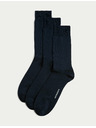 Marks & Spencer 3 чифта чорапи от висок египетски памук Marks & Spencer тъмносин