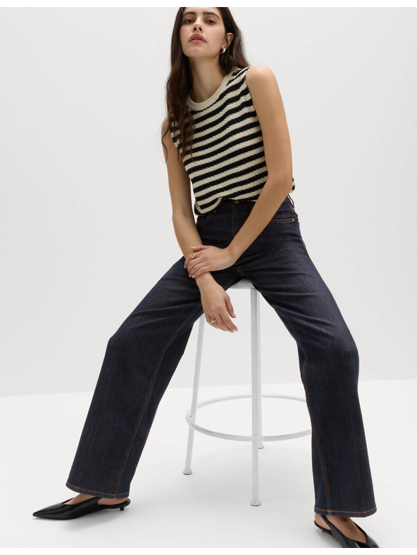 Marks & Spencer Елегантни дънки с широки крачоли и висока талия Marks & Spencer тъмносини