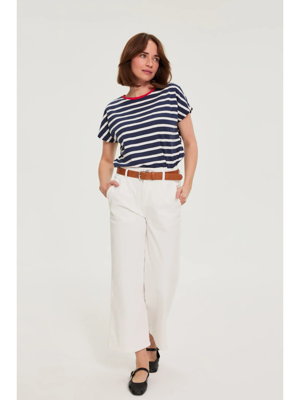 Moodo Тъмносиня раирана памучна тениска Moodo