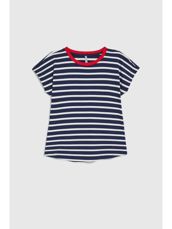 Moodo Тъмносиня раирана памучна тениска Moodo