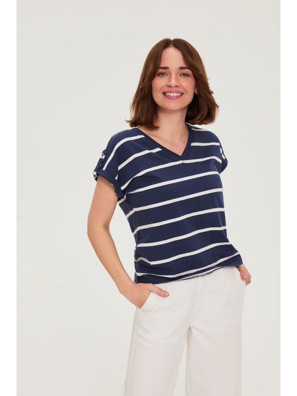 Moodo Блуза с райета тъмно синя Moodo