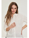 Moodo Памучна риза с ръкави 3/4 бяла Moodo