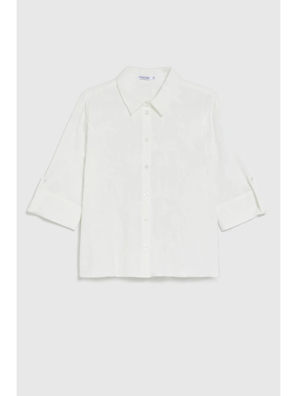 Moodo Памучна риза с ръкави 3/4 бяла Moodo
