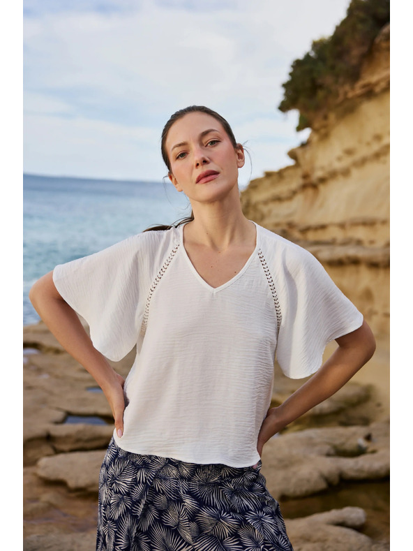 Moodo Риза със широки ръкави бяла Moodo