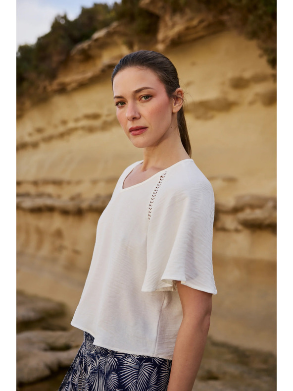 Moodo Риза със широки ръкави бяла Moodo