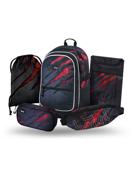 BAAGL  BAAGL SET 5 Core Лава: раница, пенал, торбичка, кръстна чанта, калъф за лаптоп