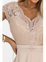 numoco LINDA Шифонена лека рокля с дантелен деколте - бежова