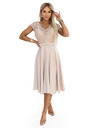 numoco LINDA Шифонена лека рокля с дантелен деколте - бежова