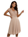 numoco LINDA Шифонена лека рокля с дантелен деколте - бежова