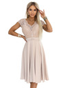 numoco LINDA Шифонена лека рокля с дантелен деколте - бежова