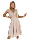 numoco LINDA Шифонена лека рокля с дантелен деколте - бежова