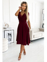 numoco Рокля от шифон с дантелено деколте - бургундско Numoco LINDA