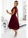numoco Рокля от шифон с дантелено деколте - бургундско Numoco LINDA