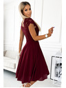 numoco Рокля от шифон с дантелено деколте - бургундско Numoco LINDA
