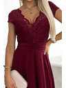 numoco Рокля от шифон с дантелено деколте - бургундско Numoco LINDA