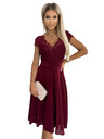 numoco Рокля от шифон с дантелено деколте - бургундско Numoco LINDA