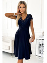 numoco Шифонена рокля с дантелено деколте - тъмносиня Numoco LINDA
