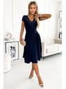 numoco Шифонена рокля с дантелено деколте - тъмносиня Numoco LINDA