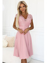 numoco Светлорозова шифонена рокля с дантелено деколте