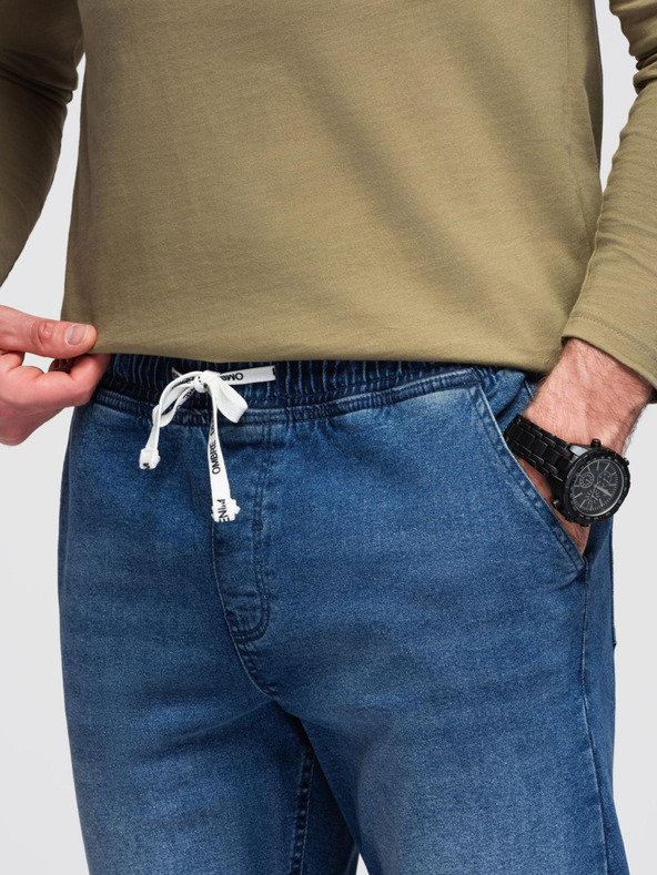 Ombre Clothing Мъжки дънкови панталони JOGGERS с ефект на пране - сини V2 OM-PADJ-0267 Ombre Clothing