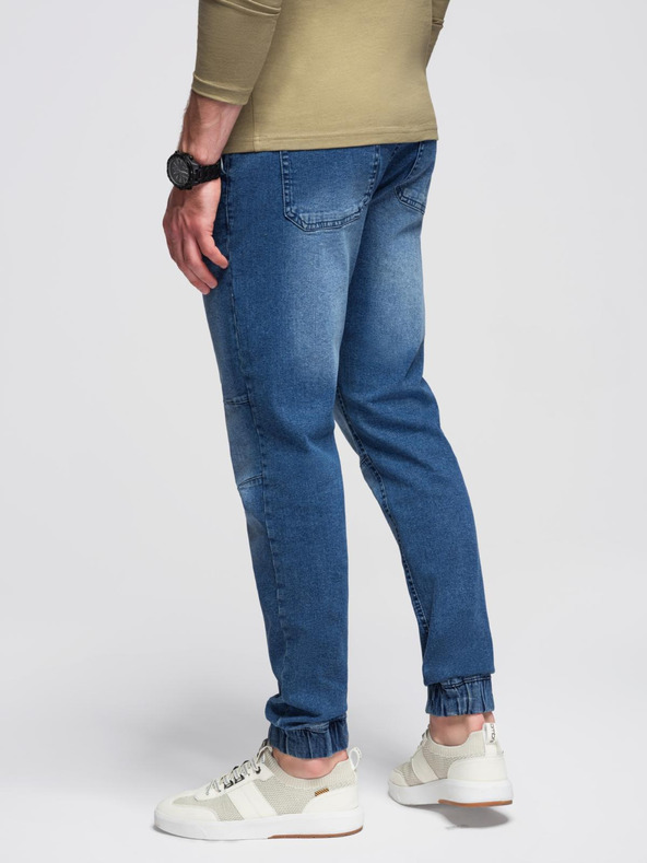 Ombre Clothing Мъжки дънкови панталони JOGGERS с ефект на пране - сини V2 OM-PADJ-0267 Ombre Clothing