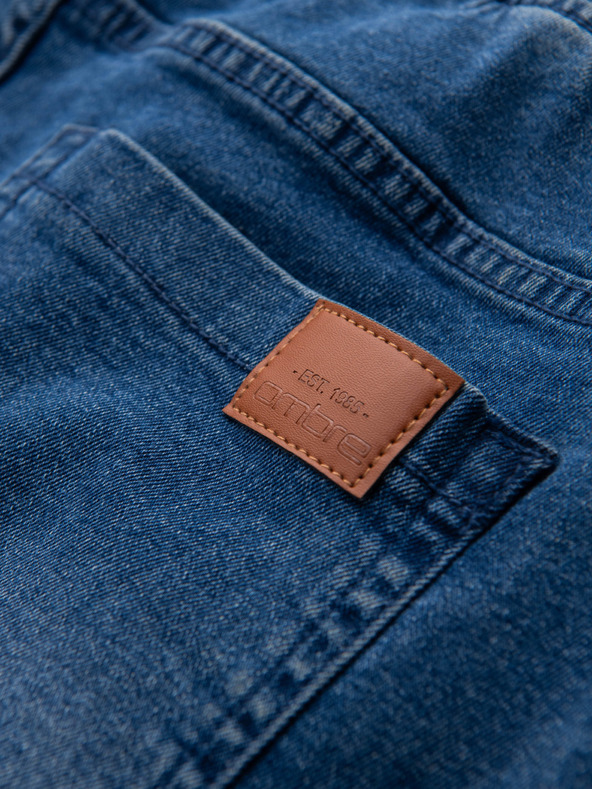 Ombre Clothing Мъжки дънкови панталони JOGGERS с ефект на пране - сини V2 OM-PADJ-0267 Ombre Clothing