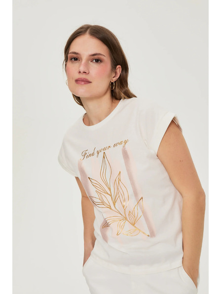 Moodo Блуза с печат бяла Moodo