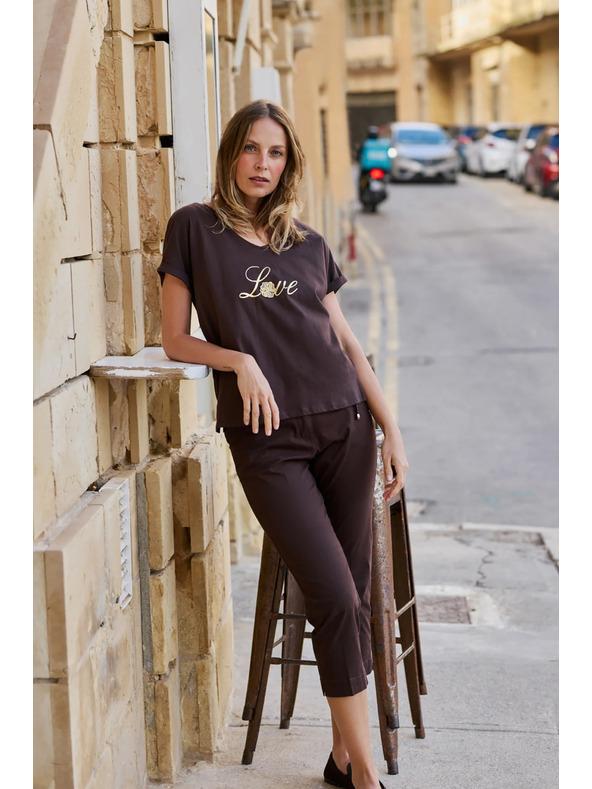 Moodo Кафява блуза с принт Moodo