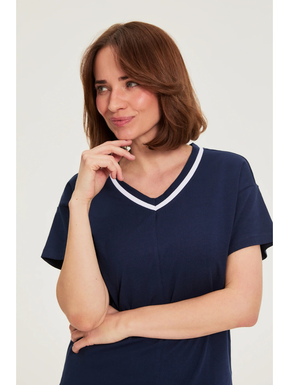 Moodo Блуза с V деколте тъмносина Moodo