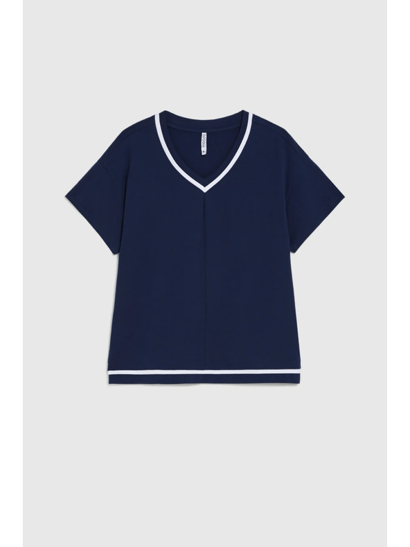 Moodo Блуза с V деколте тъмносина Moodo