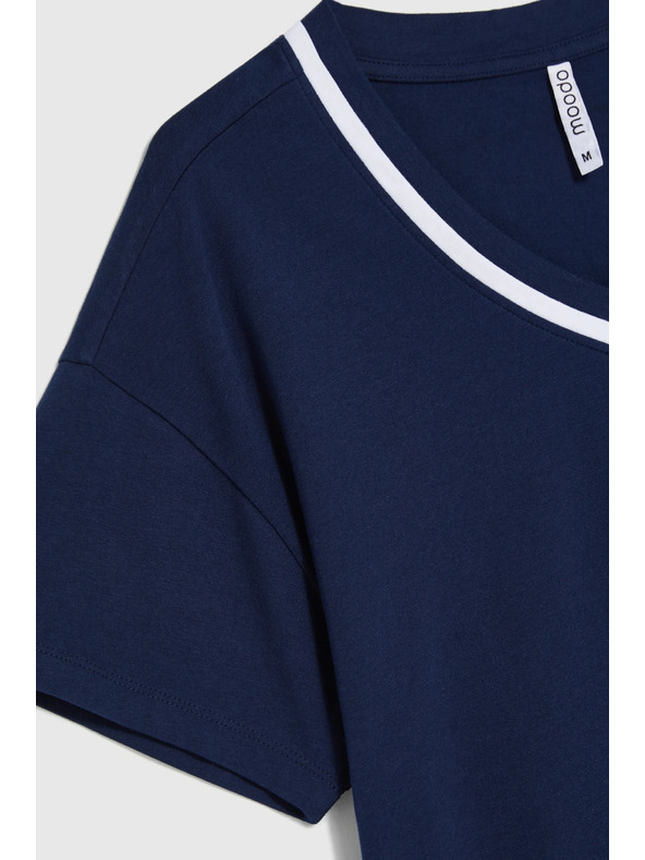 Moodo Блуза с V деколте тъмносина Moodo