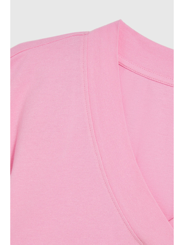 Moodo Памучна блуза с V деколте розова Moodo