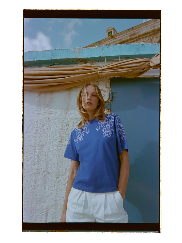 Moodo Памучна тениска синя Moodo