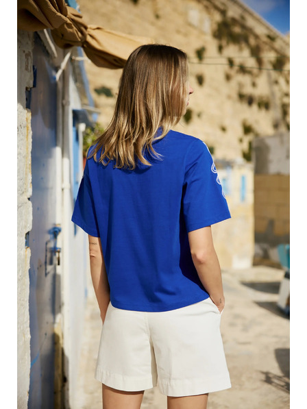 Moodo Памучна тениска синя Moodo