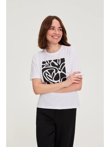 Moodo Блуза с печат бяла Moodo