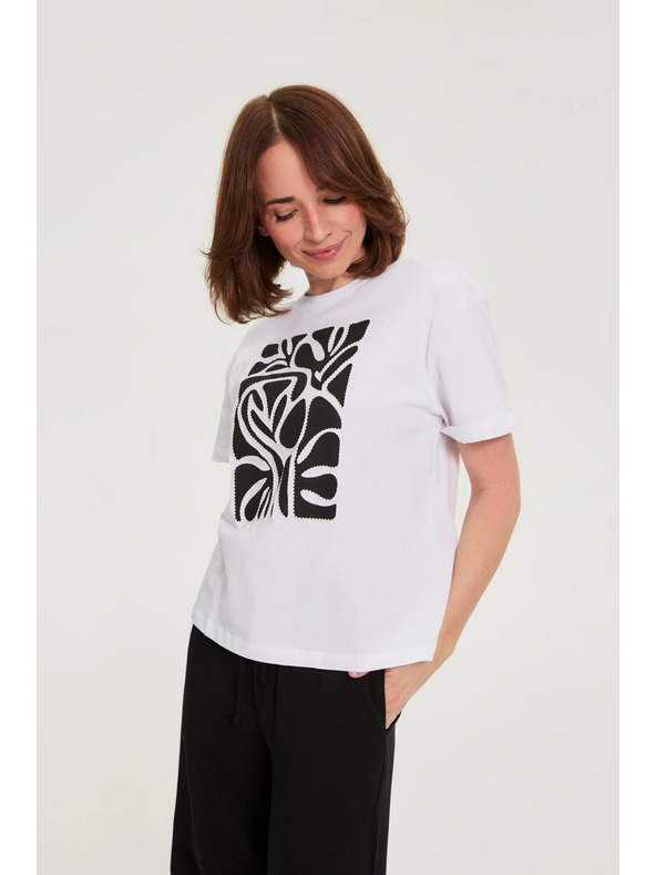 Moodo Блуза с печат бяла Moodo