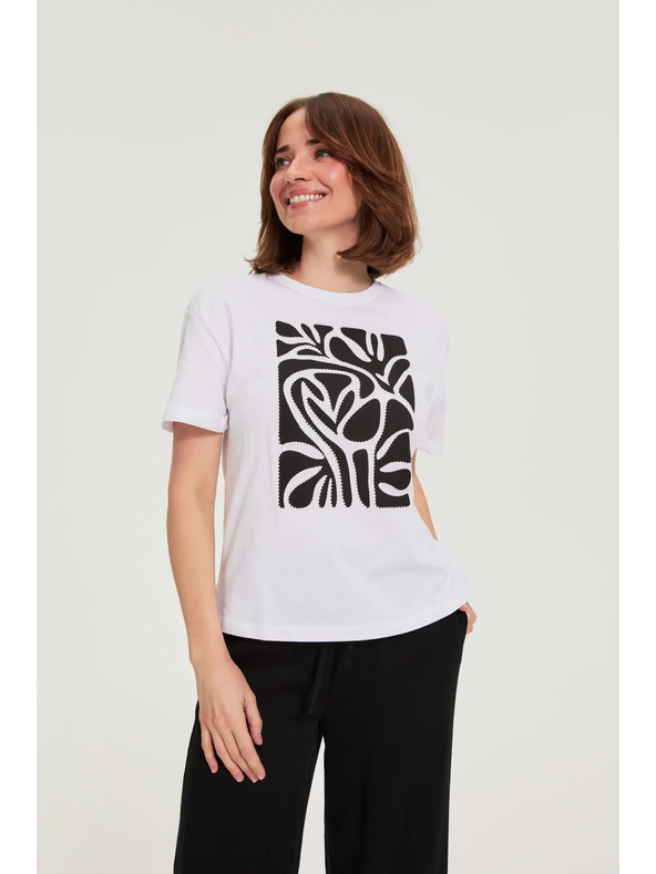 Moodo Блуза с печат бяла Moodo