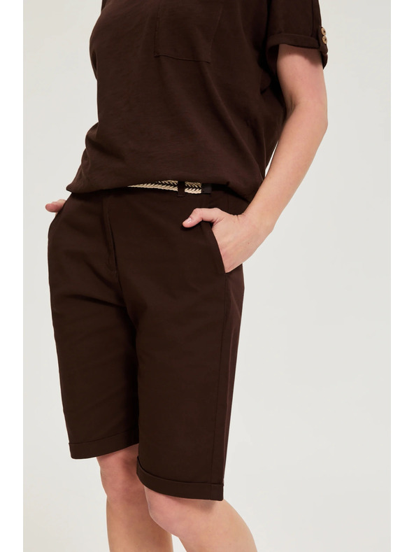 Moodo Памучни шорти кафяви Moodo