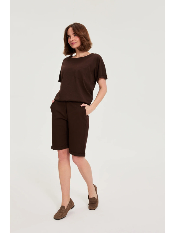 Moodo Памучни шорти кафяви Moodo