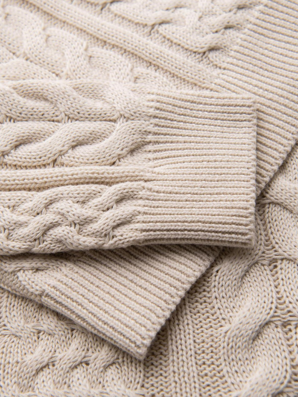 Ombre Clothing Елегантен мъжки пуловер с интересно плетене - екру V1 OM-SWSW-0173 Ombre Clothing