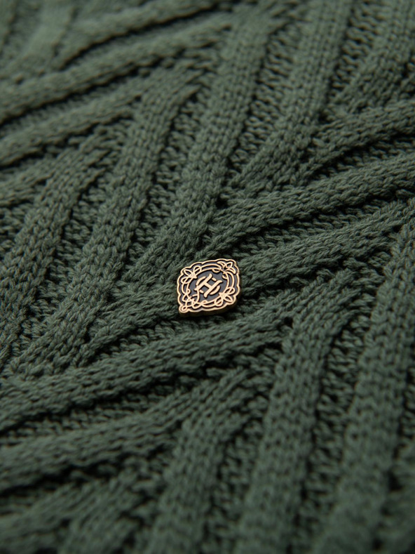 Ombre Clothing Мъжки пуловер от зигзаг плетене - избледняла зелена V2 OM-SWSW-0147 Ombre Clothing