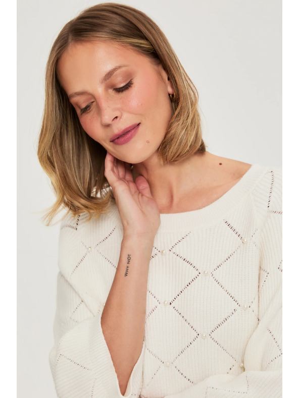 Moodo Бежов суитшърт, украсен с мъниста Moodo