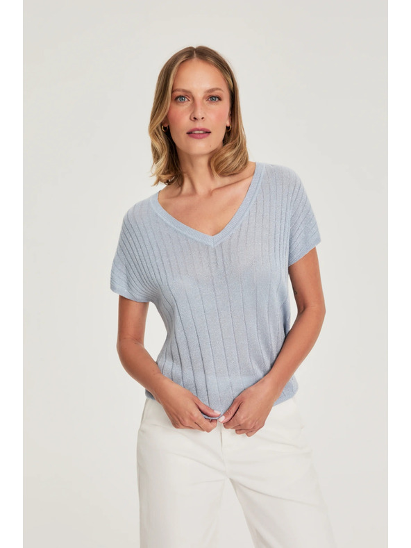 Moodo Светлосин суитшърт с къси ръкави Moodo