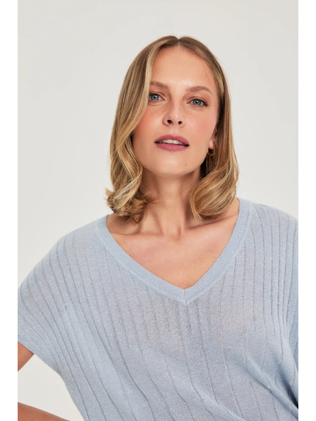 Moodo Светлосин суитшърт с къси ръкави Moodo