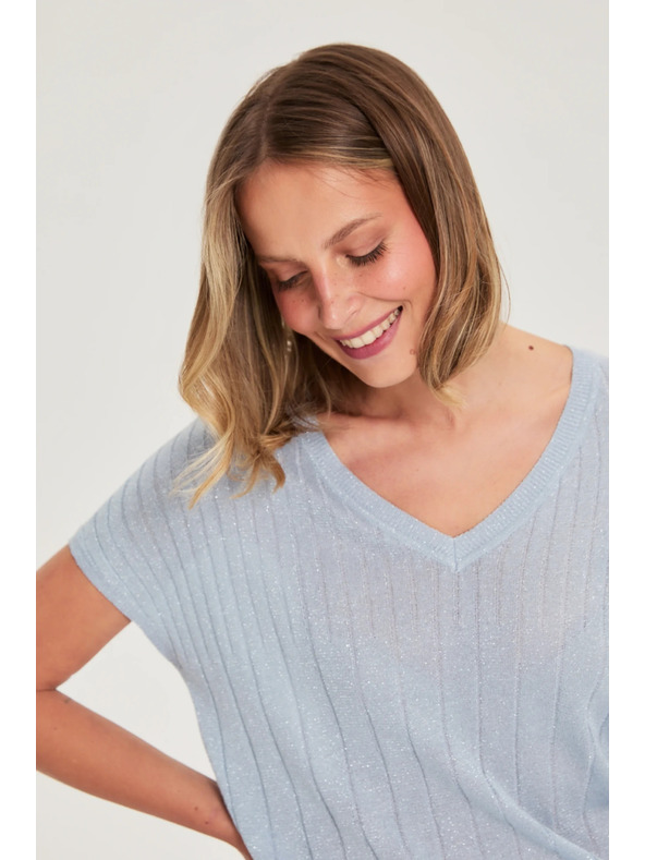 Moodo Светлосин суитшърт с къси ръкави Moodo