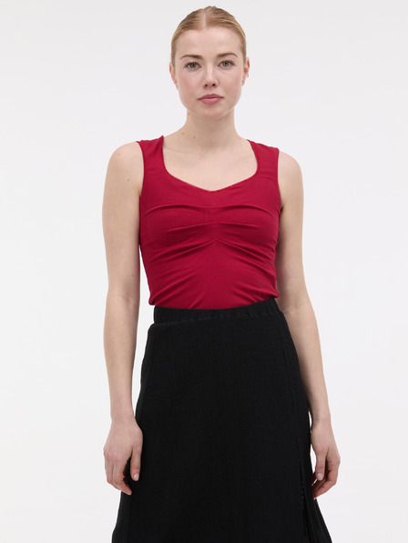 Orsay Червен дамски потник с наборки ORSAY