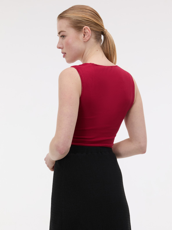 Orsay Червен дамски потник с наборки ORSAY